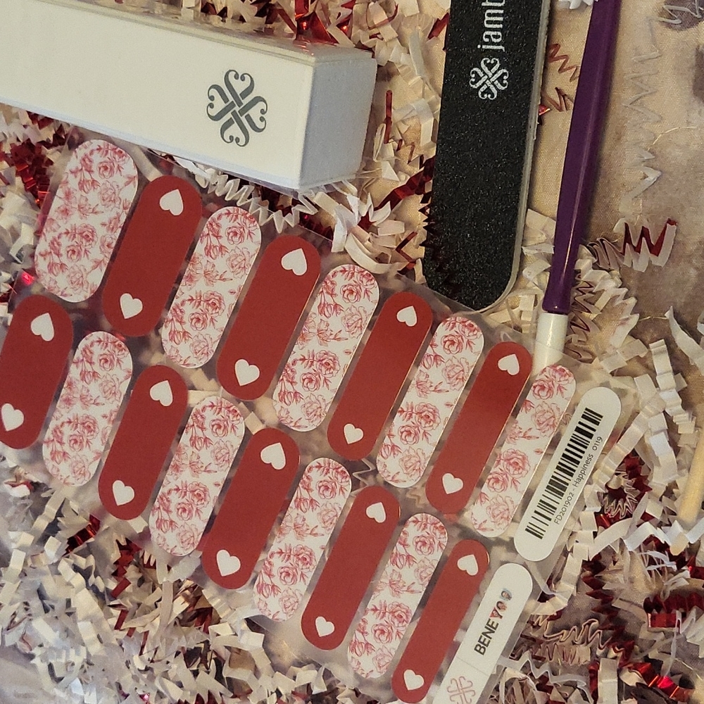 ❤Happiness❤ hearts and flowers Jamberry Nail Wraps NWOT